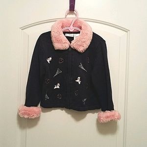 *5/$20* B.T. Kids Pink Fur & Navy Blue Sweater